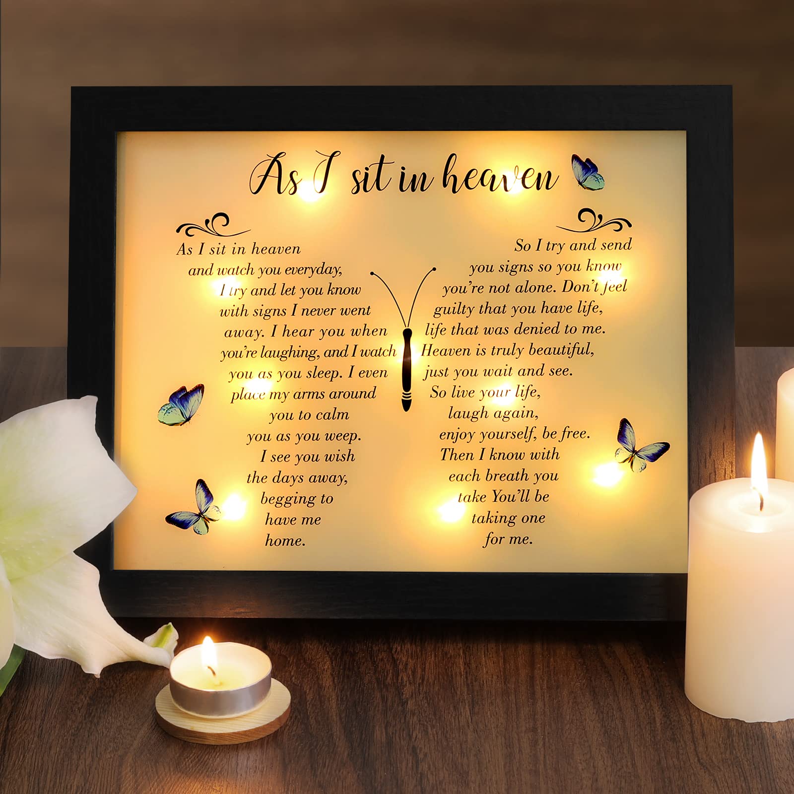 Photo 1 of Memorial Gifts LED Shadow Box - Sympathy Gift in Memory of Loved One Gifts, Rememberance Gift for Loss of Mother Father Mom Dad, Funeral Condolences Bereavement Gift Ideas