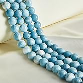 60pcs 6mm Natural Larimar Beads Gemstone Beads Round Loose Beads for Jewelry Making