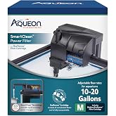 Aqueon SmartClean Power Filter with EcoRenew Filter Cartridge, Quick and Easy Water Changes, Quiet Operation, Adjustable Flow, for 10-20 Gallon Freshwater and Saltwater Aquariums, Medium