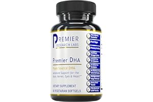Premier Research Labs Premier DHA - Vegan DHA with Omega 3 Fatty Acids, Algae Based DHA for Women & Men, Natural DHA Supplement Suitable for Vegans- 60 Vegetarian Softgel Capsules