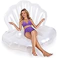 Triumpeek Inflatable Seashell Pool Float, 57" L Blow Up Giant Clam Floatie with Pearl Ball, Shell Pool Floating Ride On Raft Chair for Swimming Pool Summer Beach Party for Adults