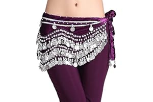 Wuchieal Women's Belly Dancing Belt Colorful Waist Chain Belly Dance Hip Scarf Belt