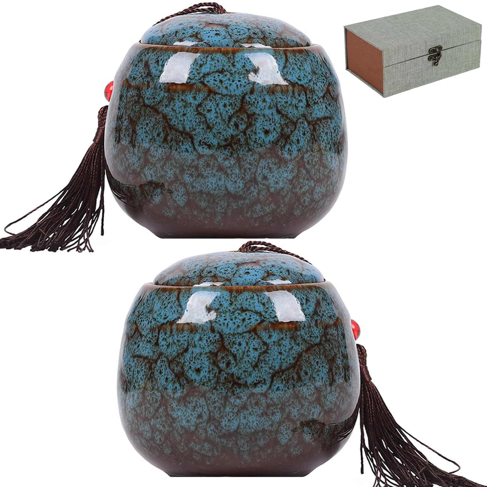 2pcs Small Urns For Human Ashes,Keepsake Urns For Human Or Pet Ashes, Mini Ceramic Memorial Urn And Burial Ash Storage For Family & Loved Ones