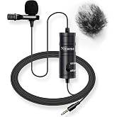 Nicama LVM1 Lavalier Lapel Microphone with Windscreen Muff for DSLR Camera Canon Nikon Camcorder Zoom TASCAM Audio Recorder Smartphone PC