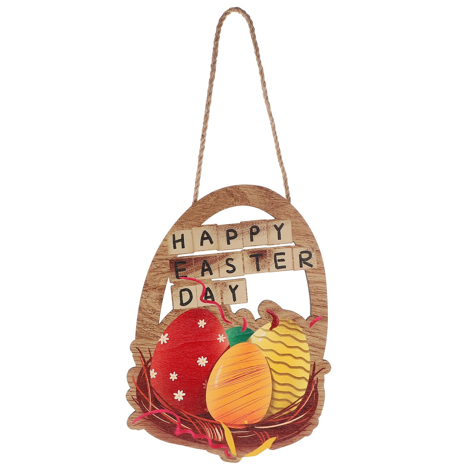LIFKOME Easter Wood Sign Plaque - Wooden Door Hanging Decor with Festive Egg Pattern for Indoor Home Decoration Ideal for Spring and Holiday Display
