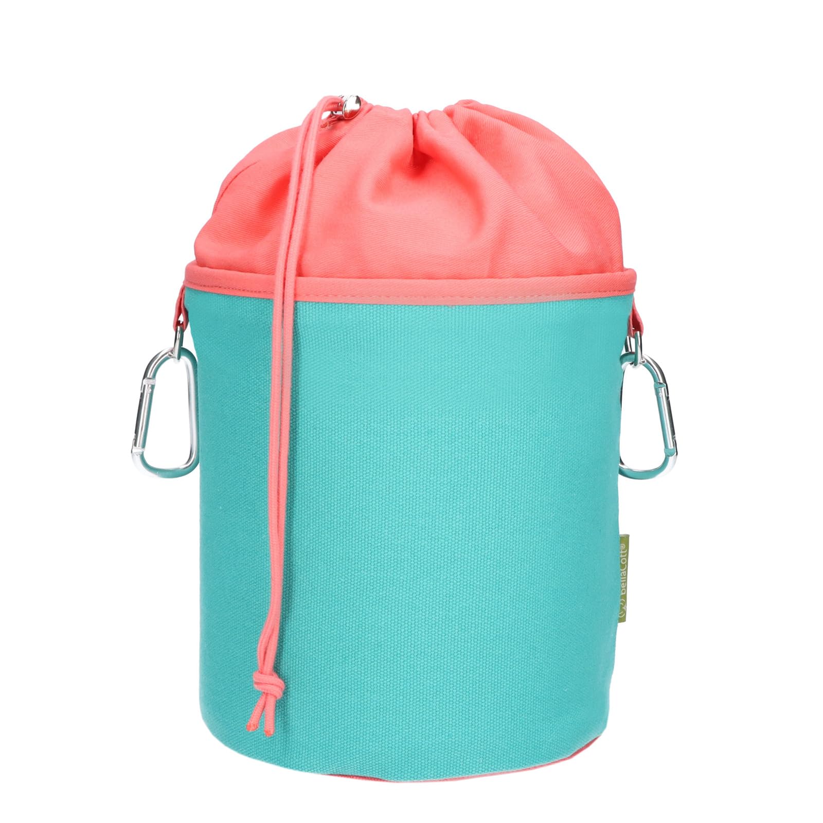 trendfinding Canvas Fabric Clothes Peg Bag with 2 Carabiner Hooks for 200 Pegs, Extra Large and Sturdy, Turquoise Salmon, Groß, Peg Bag
