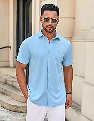 COOFANDY Mens Dress Shirts Short Sleeve Regular Fit