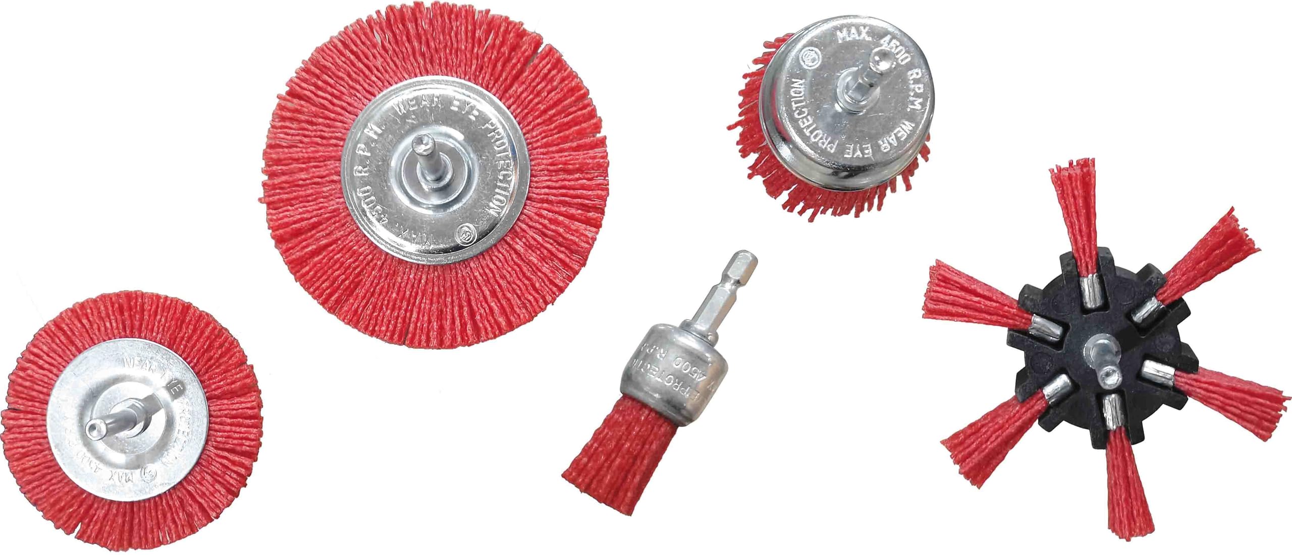 Hilka 51970500 5 pce Nylon Filament Abrasive Brush Set