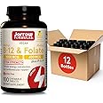 Jarrow Formulas Methyl B-12 1000MCG & Methyl Folate 400MCG,Extra Strength,Cellular Energy Metabolism & Cardiovascular Health Formula(1) With P-5-P,100Chewable Tabs,Up to a 100 Day Suppl,12Packs
