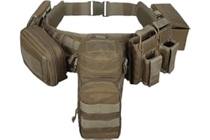 YAKEDA Tactical Battle Belt: Airsoft Belt for men Duty Belt Law Enforcement Utility Belt Police Belt Set 5 PCS (Tan)