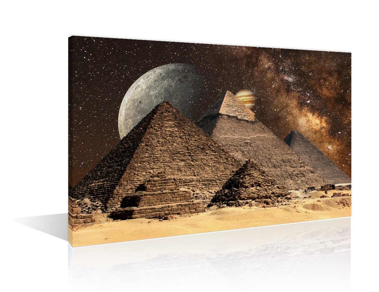 TISHIRON 1 Panels Ancient Egypt Pyramids Home Decor Night Starry Sky Canvas Wall Art for Bedroom, Living Room, Office. House Decor Posters and Prints Stretched and Framed Ready to Hang (16" Wx24 H)