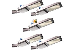 LIGHTDOT 320W(150Lm/W) LED Parking Lot Lighting 63000Lm 5000K LED Parking Lot Lights Outdoor Pole Mount with Smart Photocell IP65 6KV SPD SlipFitter Mount for 30~50Ft Height-5Pack 7Yrs Warranty