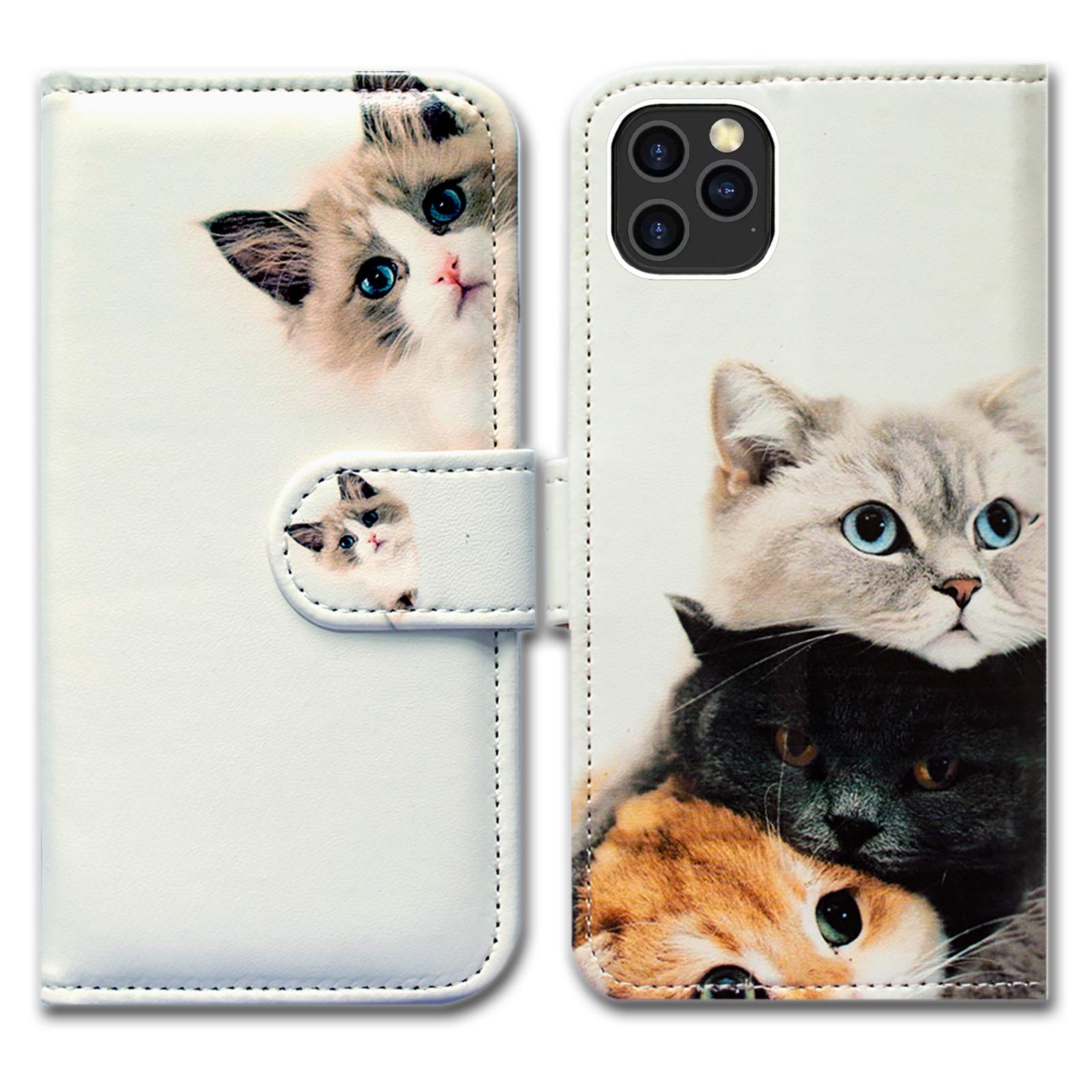 Bcov iPhone 12 Pro Max Case, Cute Brown Cat Leather Flip Wallet Case Cover with Card Slot Holder Kickstand For iPhone 12 Pro Max
