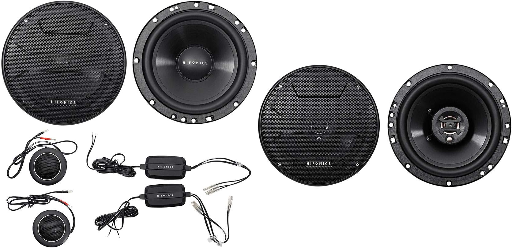 Hifonics Pair ZS65C 6.5" 400w Component Speakers+(2) 6.5" 600w Coaxial Speakers