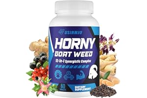 VUSINMJU Hornygoatweed for Men, 12 In 1 Horny Goat Weed, Male Enhancing Supplement with 1500mg Horny goat weed, 500mg Maca Root, Ginseng, Tongkat Ali, Ginger for Stamina & Energy, Max Strength - 60 Tablets
