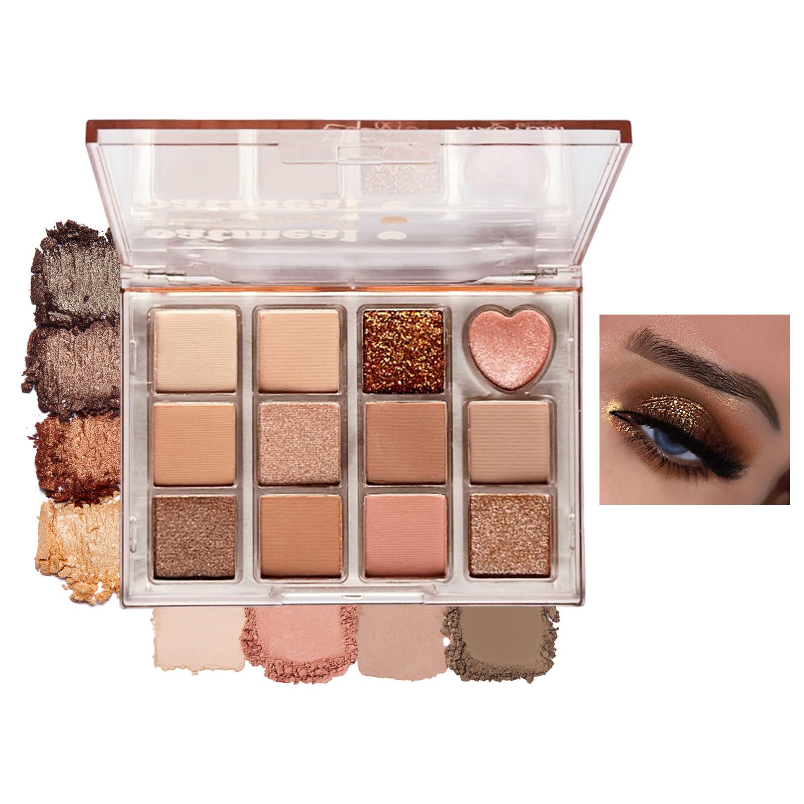 Eyeshadow Pink Eye shadow Palette, Nude Make-Up Palettes Shimmer Glitter Shadows Pallets for Women, Matte Make up Highlight Shades Palette Set, 12 Colour Natural Long Lasting Highly Pigmented