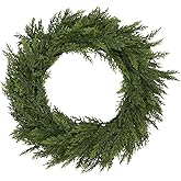 26 Inch Christmas Wreath for Front Door, Thickened Realistic Cedar Pine Christmas Wreath Outdoor Indoor, Artificial Winter Wreath for Thanksgiving & Christmas Decor, Christmas Door Decorations