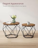 VASAGLE Coffee Tables Set of 2, Industrial Rustic Brown Black LET040B01 view 9