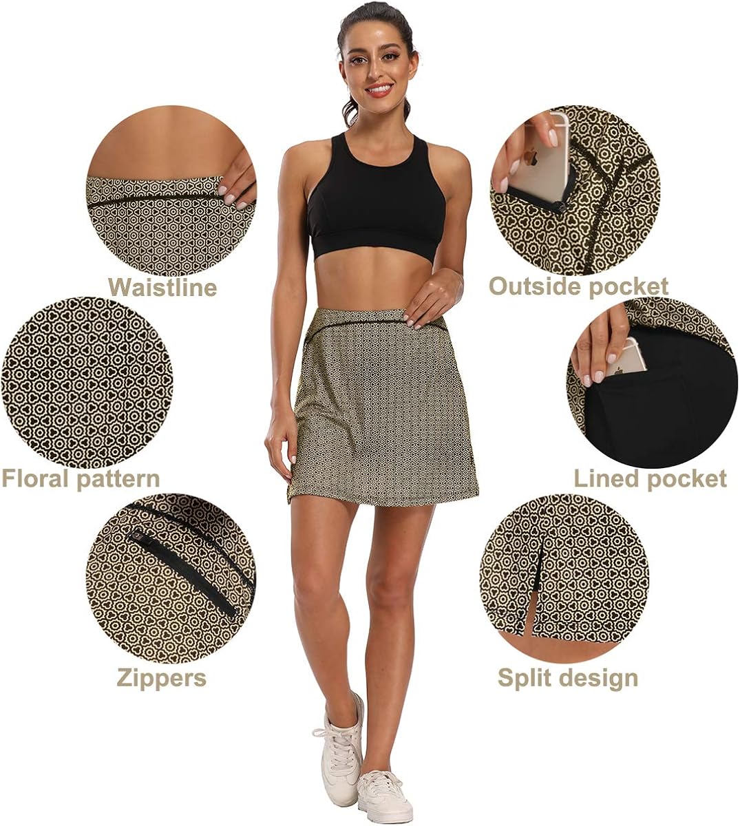 Ibeauti Women Active Skirt Stretchy Quick Dry Athletic Skort with Pocket for Golf Tennis at  Women’s Clothing store