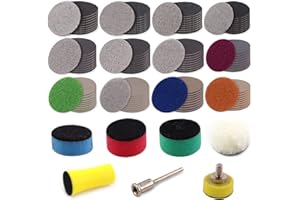 MAXMAN 126 pcs 1 Inch Sandpaper Assortment 60-10000 Grit Wet Dry Sanding Disc Backing Pads with 1/4" Shank Backing Pad Sponge polishing pad Headlight Cleaner and Restorer kit for Wood Metal Mirror, Jewelry