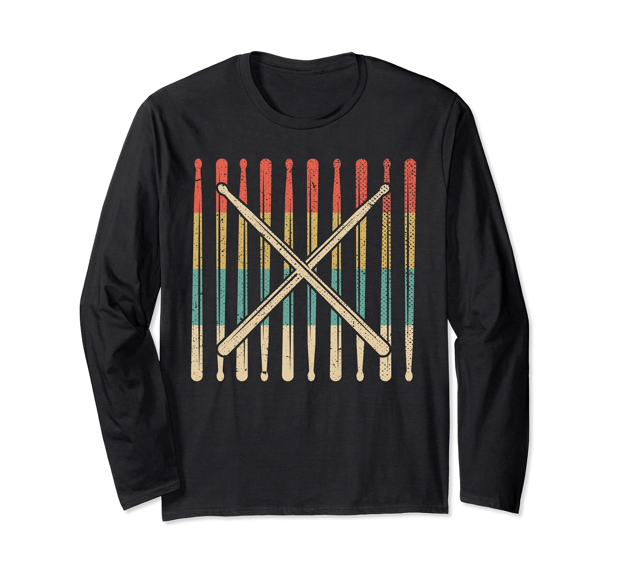 Percussion Music Drums Player Drumsticks Drummer Retro Drums Long Sleeve T-Shirt