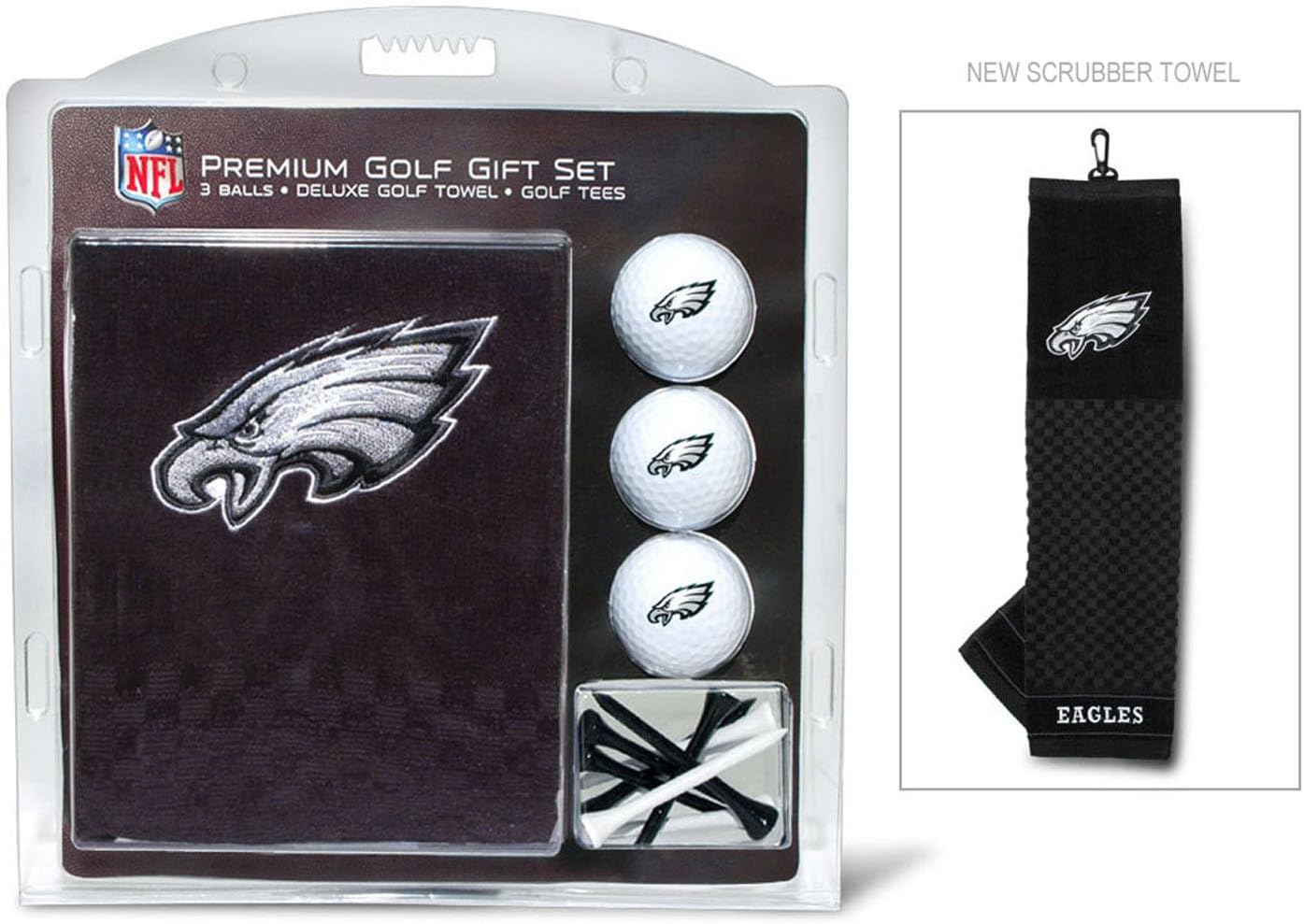 Team Golf NFL Philadelphia Eagles Gift Set Embroidered Golf Towel, 3 Golf Balls, and 14 Golf Tees 2-3/4" Regulation, Tri-Fold Towel 16" x 22" & 100% Cotton : Gift Set Men : Sports & Outdoors