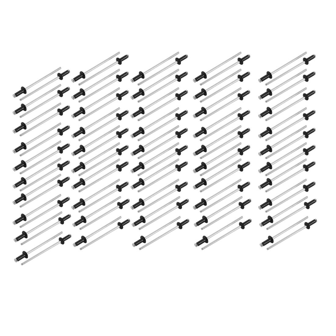 Sourcingmap M2.4x6mm Aluminum Open End Round Dome Head Blind Rivets Black 100pcs