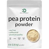 DEAL SUPPLEMENT Unflavored Pea Protein Powder, 5lbs &ndash; Premium North American Grown Peas &ndash; Easily Digested Isolate Form &ndash; Great for Shakes, Bars, or Snacks &ndash; 27g Protein Serving, Soy Free, Vegan