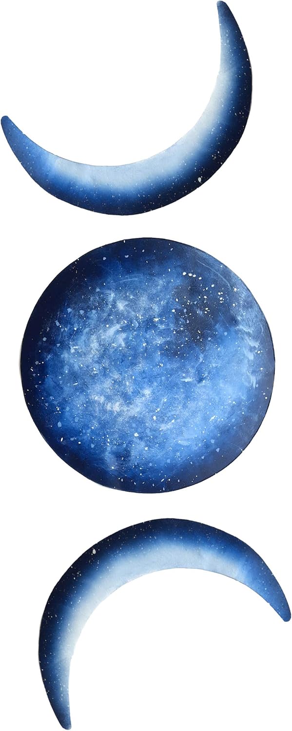 Crafia Moon Phase Celestial Wall Hanging Metal Wall Decor Boho Chic Moon Hanging for Apartment Dorm Office Nursery Living Room Bedroom Decorative Wall Art (Blue)