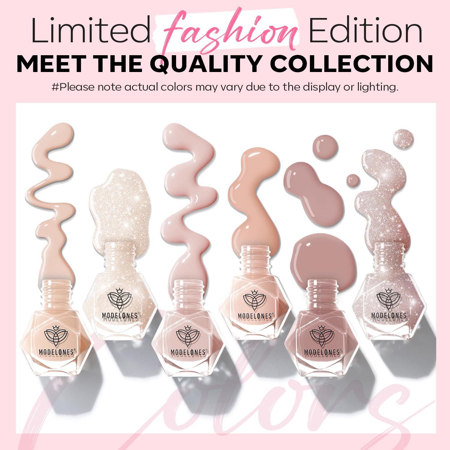 MODELONES Nail Polish Set 6 Colors Neutral Nude Nail Polish Bubble Bath Quick Dry Skin Tone Glitter Winter Nail Polish Finger Nail Polish Bulk Manicure Diy Nail Art Salon Home Gift For Women Mom Girl - Image 3