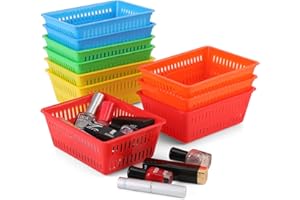 NASHRIO 10 Pack Mini Storage Baskets Bins, Plastic Organizer Basket, Colorful Shelf and Desk Make-up Storage Crate Organizing Containers, Ideal for Home Classroom Office Organization. 6.1"L x 4.5"W x 2.4"H