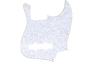 Musiclily Pro 11-Hole J Bass Pickguard for JPN Fender Japan 4-String Jazz Bass, 4Ply White Pearl
