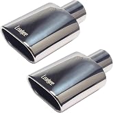 Set of 2 Square Exhaust Tip 2.5" Inlet 3" x 5.5" Outlet 9" Long Chrome Stainless Steel Polished Diesel Pipe Weld-On