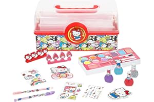Hello Kitty Cosmetic Set for Girls Kids Includes Nail Lip Eye Cheek Makeup, Safe Non-Toxic Beauty Playset by Townley Girl