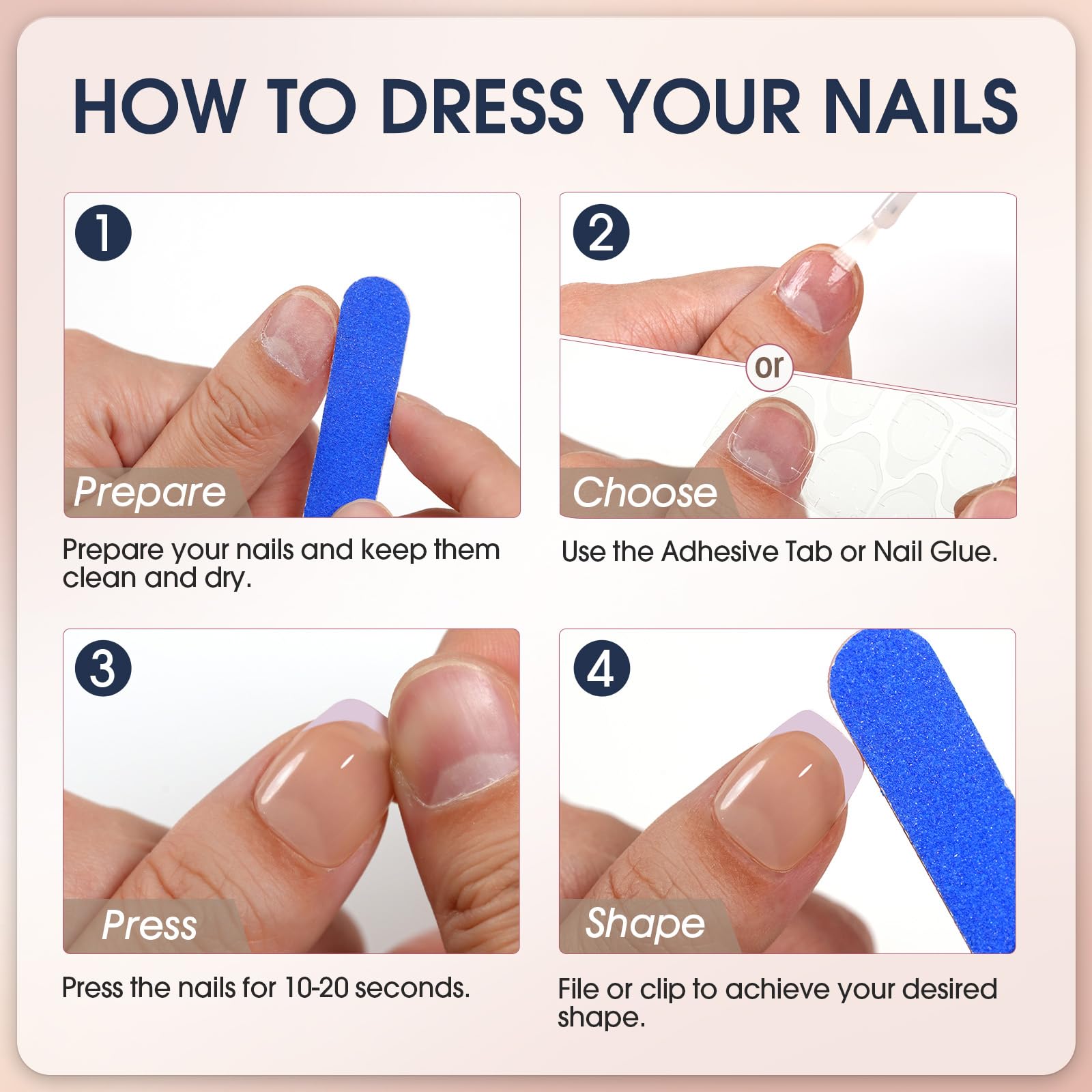 Frinail Cat Eye Press on Nails Almond Medium French Almond Nail Tips Soft Gel False Nail, Acrylic Glossy Glue On Fake Nails Extensions Kit for Women - Image 6