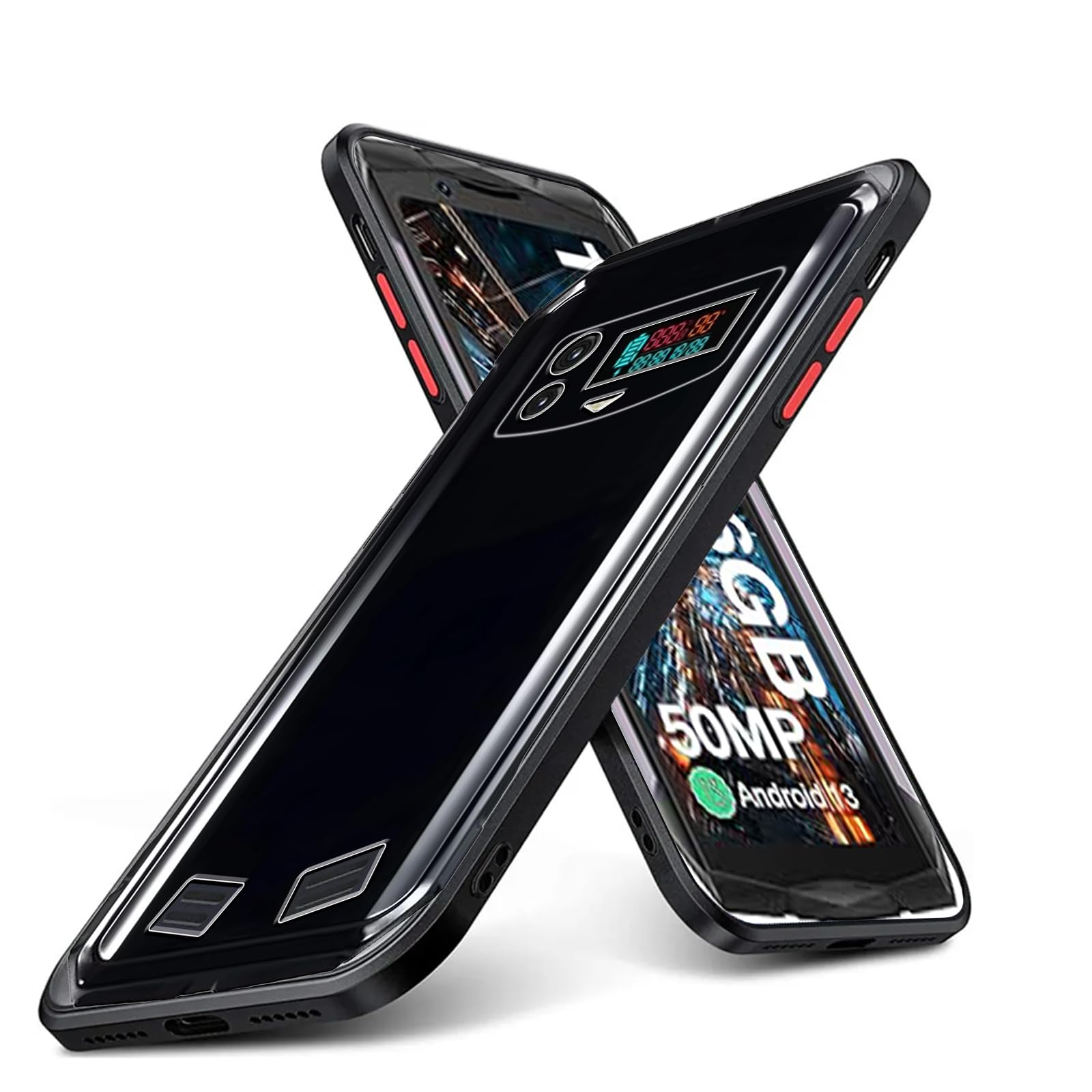 KUSINHOKA Case Compatible with DOOGEE Smini + 2 Pack Screen Protector Tempered Glass,Anti Scratch,Drop Protection,Non Slip Soft TPU Thin Full Body Protective Phone Cover,Black