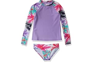 Kanu Surf Girls Long Sleeve Rashguard UPF 50 Two Piece Swim Set