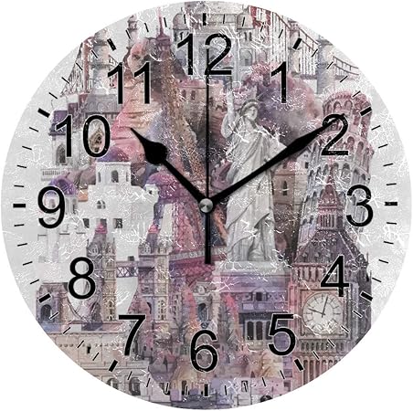 Reloj de pared para cuarto de baño con acuarela, colección de puntos de