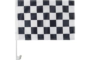 AZ FLAG - Checkered Black and White Car Flag 18'' x 12'' - Car Race Car Flags 30 x 45cm - Banner 18x12 INCHES Plastic Stick -