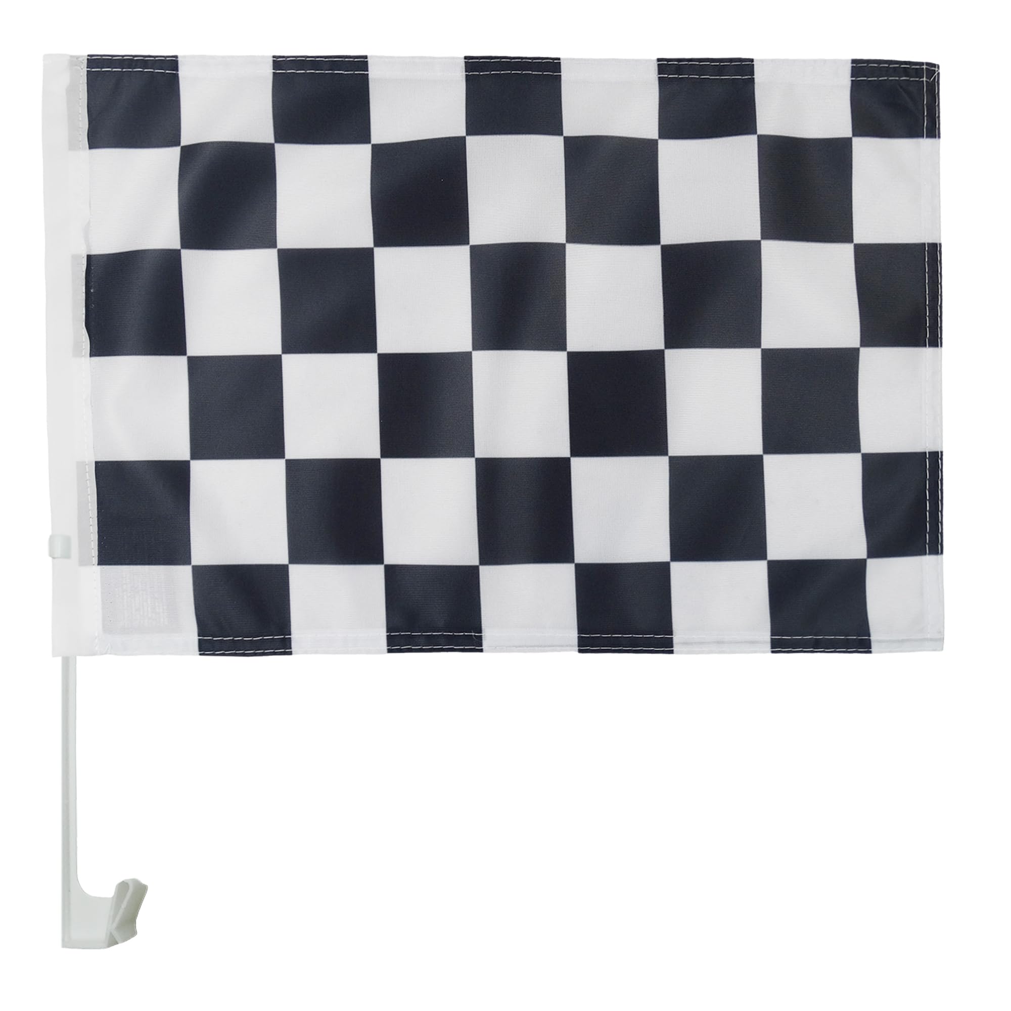 Checkered Black and white Car Flag 18'' x 12'' - Car race Car flags 30 x 45cm - Banner 18x12 INCHES PLASTIC STICK - AZ FLAG — image 1