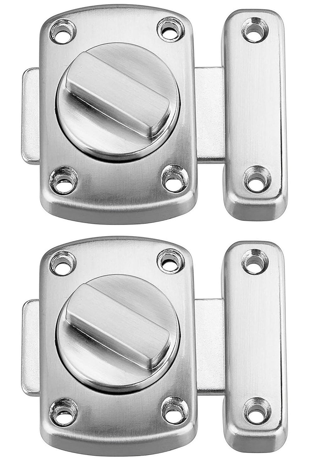 Litensh 2PCS Bathroom Door Bolt Lock Toilet Door Latch Rotate Bolt Gate Slide Latch Stainless Steel Door Locks Brushed Safety Cabinet Slide Lock Latches Silver 55MM — image 1