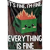 Huglanket Dumpster Fire Gifts for Men/Women, Flannel Blanket 50" x 65", White Elephant Gifts for Men/Women in Birthday, Christmas