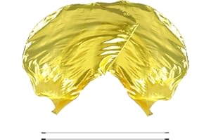 Baisdan 75.5" x 54.3" Worship Flags, Praise Dance Flags Worship for Church, Praise Flags with Flexible Rods, 2 Pack, Gold