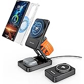 Magnetic Wireless Charger for Samsung, Aluminum Alloy 3 in 1 MagSafe Charging Station for Samsung Galaxy S25 Ultra/Z Fold7/Flip7/Buds, Qi2 Foldable Travel Watch Charger for Galaxy Watch 8/Ultra/7