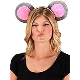 elope Gray Mouse Ears Headband and Tail Kit - Velour-Covered Ears and Foam Tail with Hook and Loop Fastener
