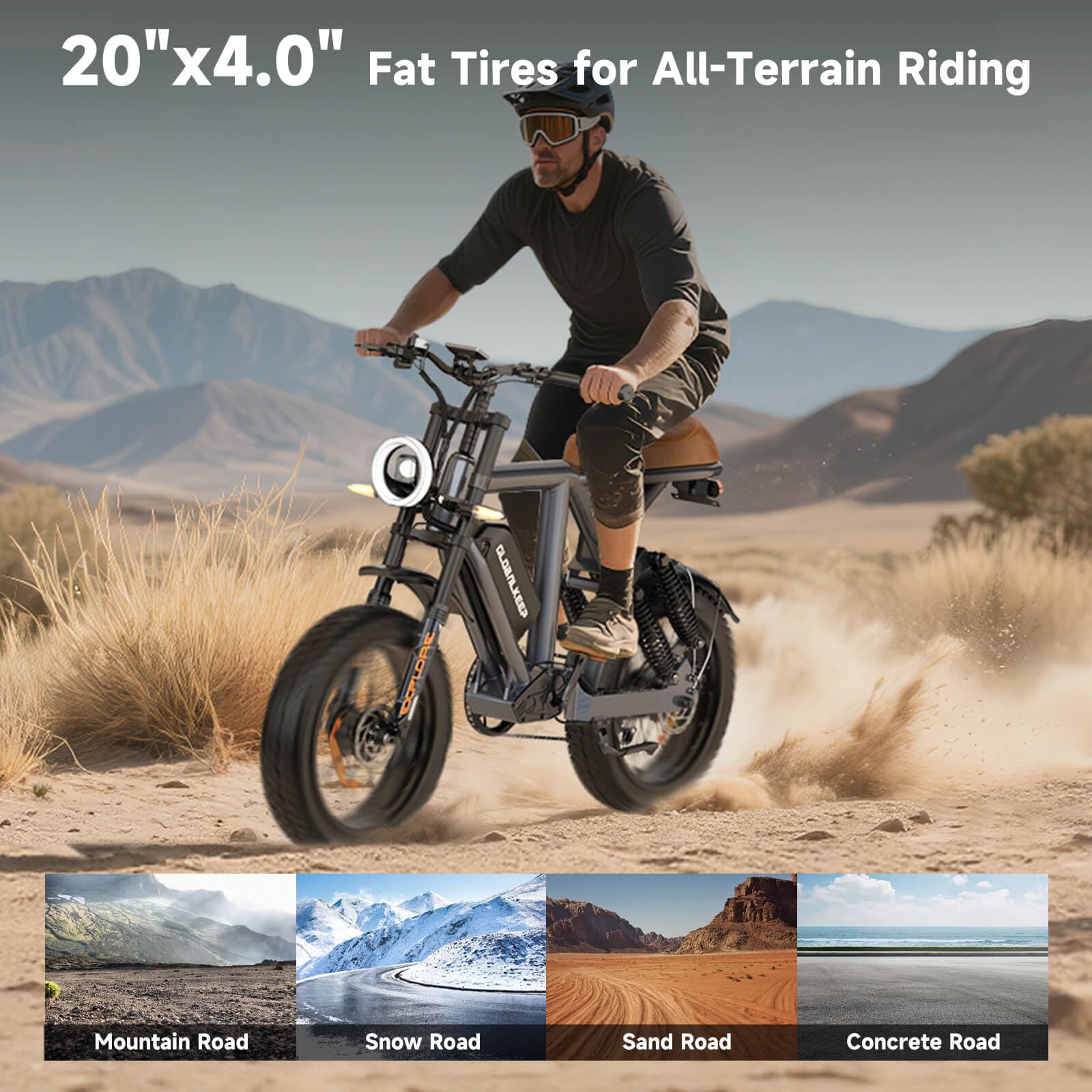 HiKeep Electric Bike for Adults - 20 x 4 Inch Fat Tire Ebike, 750W Dual Motor Ebike, 48V15.6AH Detachable Battery, 4 Riding Modes Electric Dirt Bike, 7 Speed Electric Motorcycle, UL 2849(MG-T)