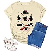Valentines Shirts for Women Valentine Black Cat Tshirts Love Heart Lover Girlfriend Tee Tops Valentine Gifts Clothes
