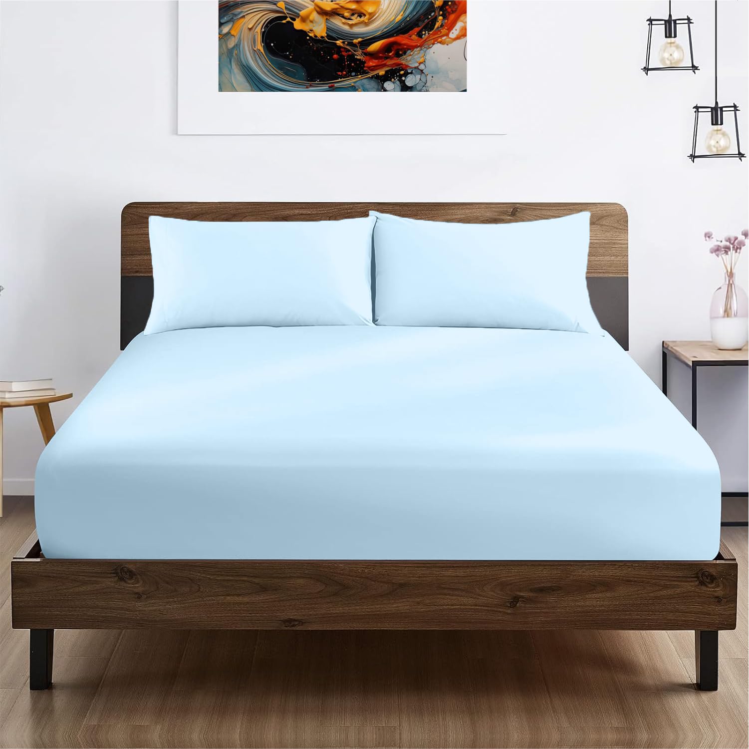 Kotton Culture Fitted Super King Size Sheets 100% Egyptian Cotton 48cm extra deep fitted sheets with Two Pillowcases 600 Thread Count Bottom Sheets (180x200cm, Silver)