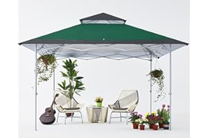 COOSHADE 13x13Ft Pop Up Canopy Tent Instant Folding Shelter 169 Square Feet Large Outdoor Sun Protection Shade(Forest Green and Dark Grey)