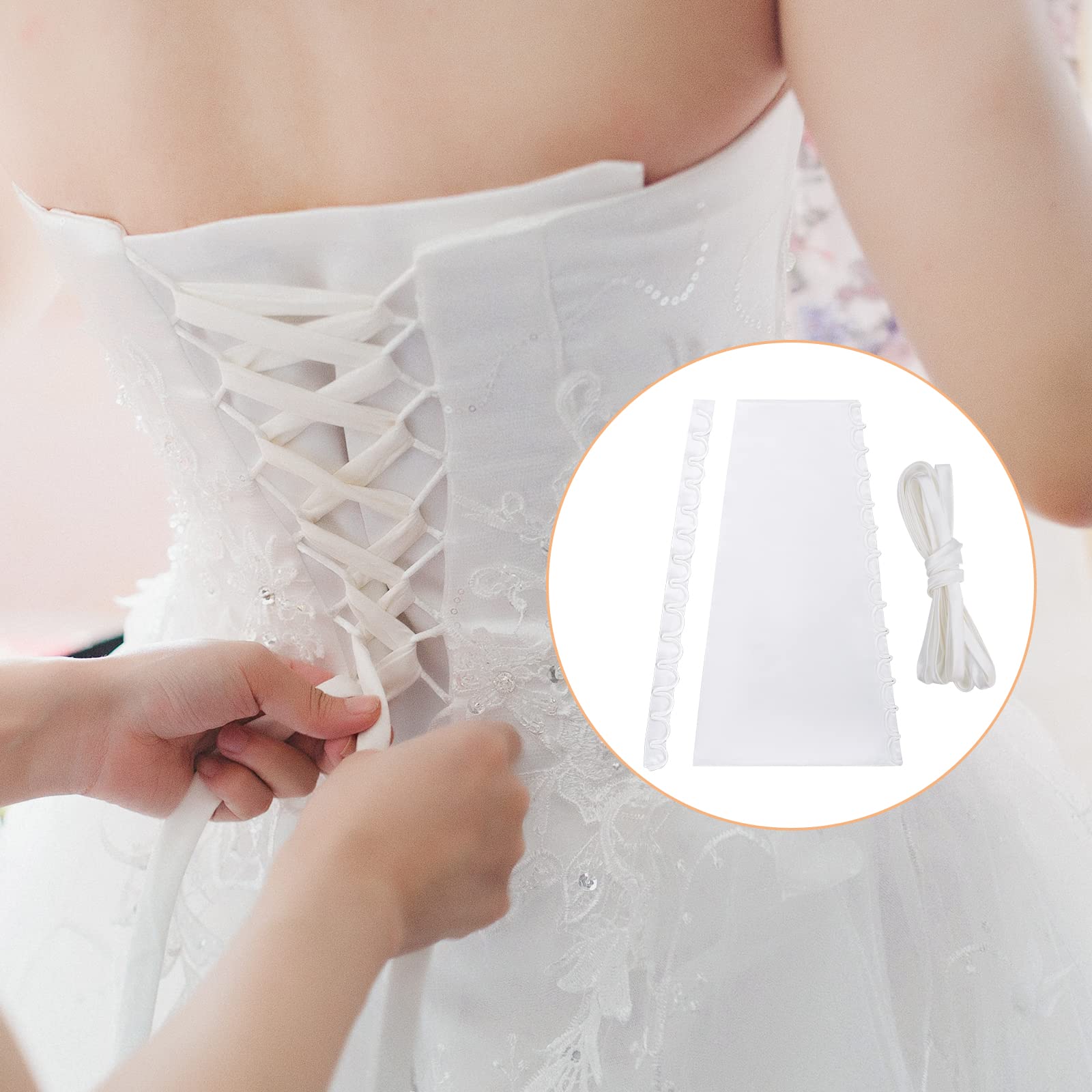 SUMERSHA Wedding Dress Zipper Replacement Adjustable Satin Corset Back Kit Lace up for Prom Dress Gown Corset Replacement